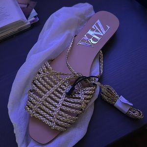 Zara tie up sandals